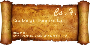 Csetényi Henrietta névjegykártya